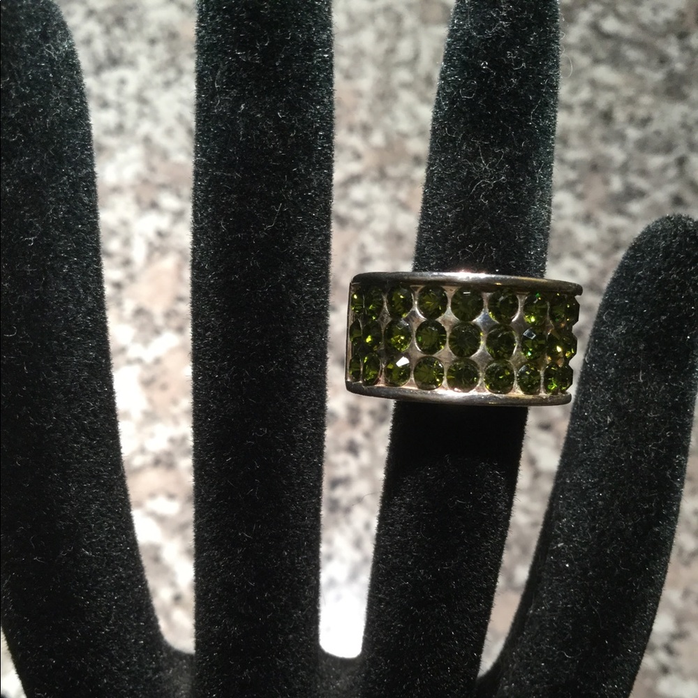 Dyrberg Kern Scandinavi Silver Ring green crystal